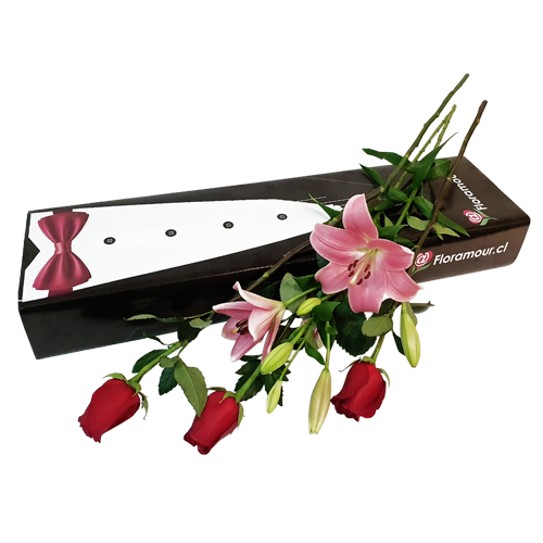 Caja de flores naturales. Sólo Santiago. Seleccione color de rosas